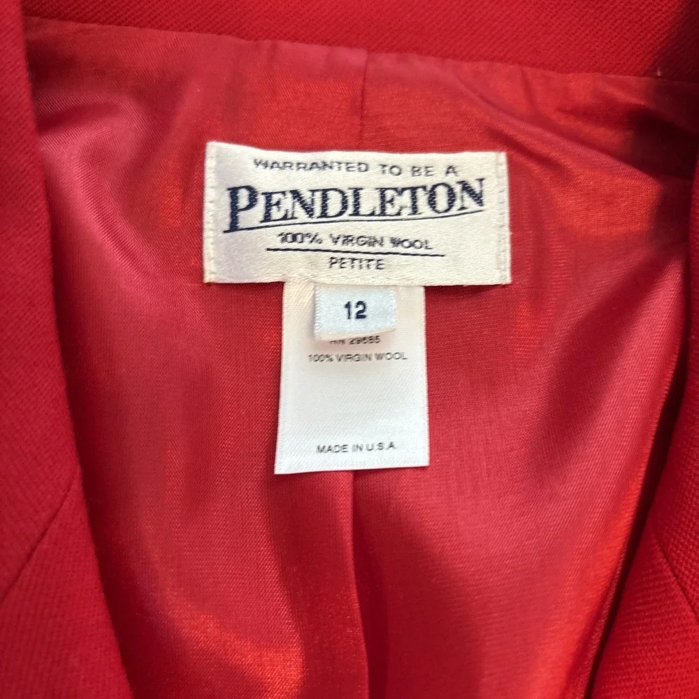 Pendleton  Women's VTG  Red Wool Double Breasted Blazer Jacket Size 12P